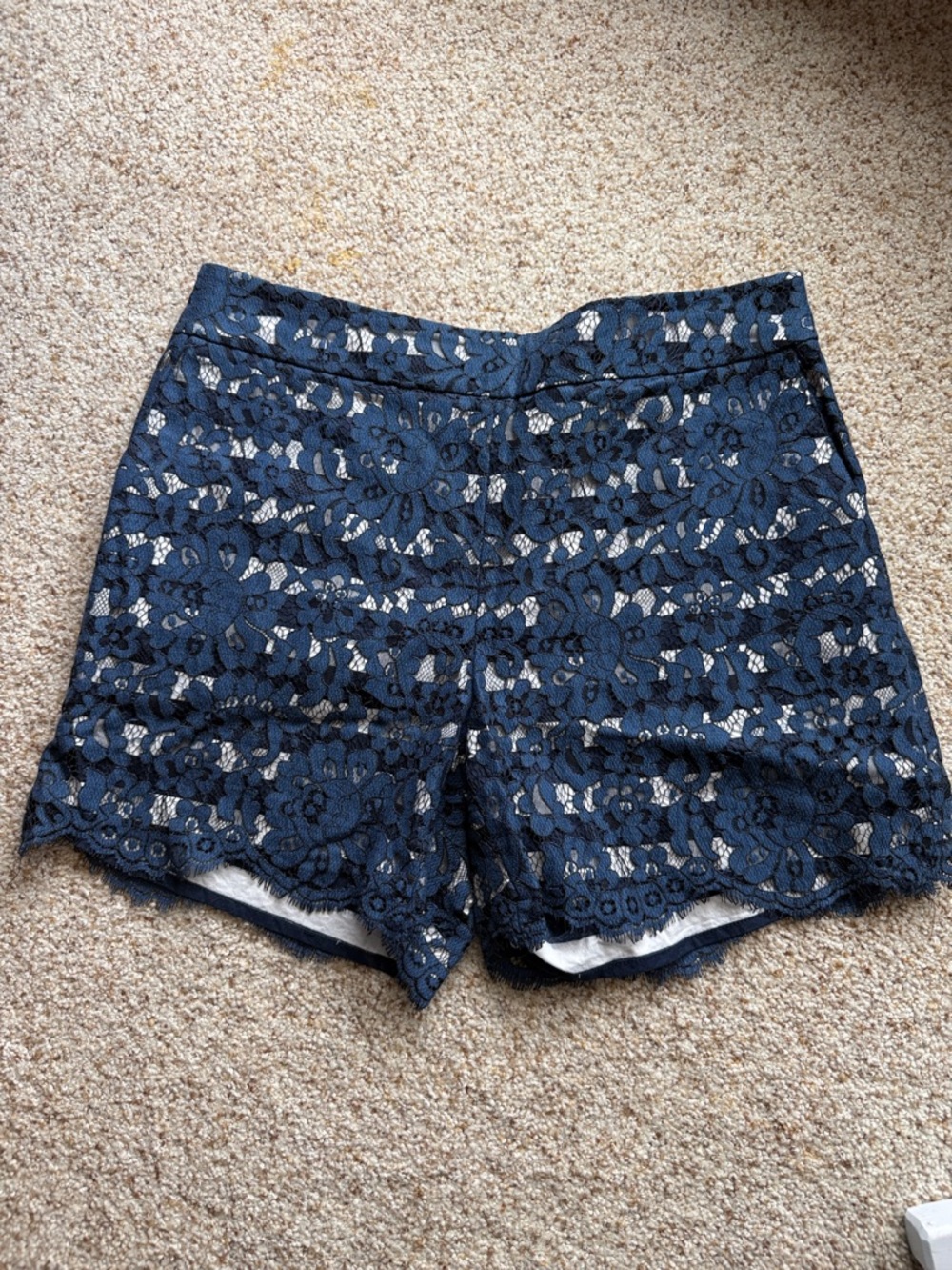 Women's Navy Lace Overlay Shorts